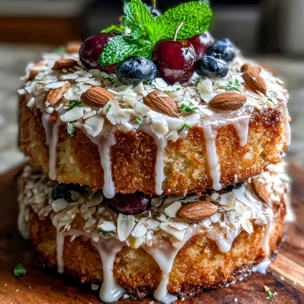 Glazed Vanilla Almond Spring Cake